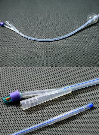 Catheter Foley AMSure® 2-Way Standard Tip 5 cc Balloon 24 Fr. Silicone Coated Latex (1/EA 10/BX) by Amsino International, Inc.  ID AS41024